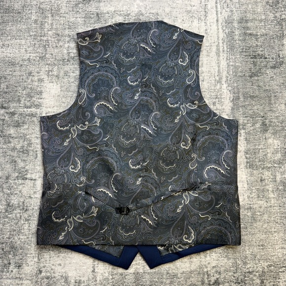 Joseph Abboud Waistcoat Mens 44L Blue Slim Fit Suit Vest Paisley Lined NEW - Picture 7 of 10